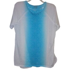 Calvin Klein Performance Aqua Blue White Beach Gradient Semi Sheer Top 0X